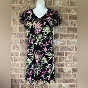 CeCe Rich Black Floral Dress Size XS New With Tags Spring
